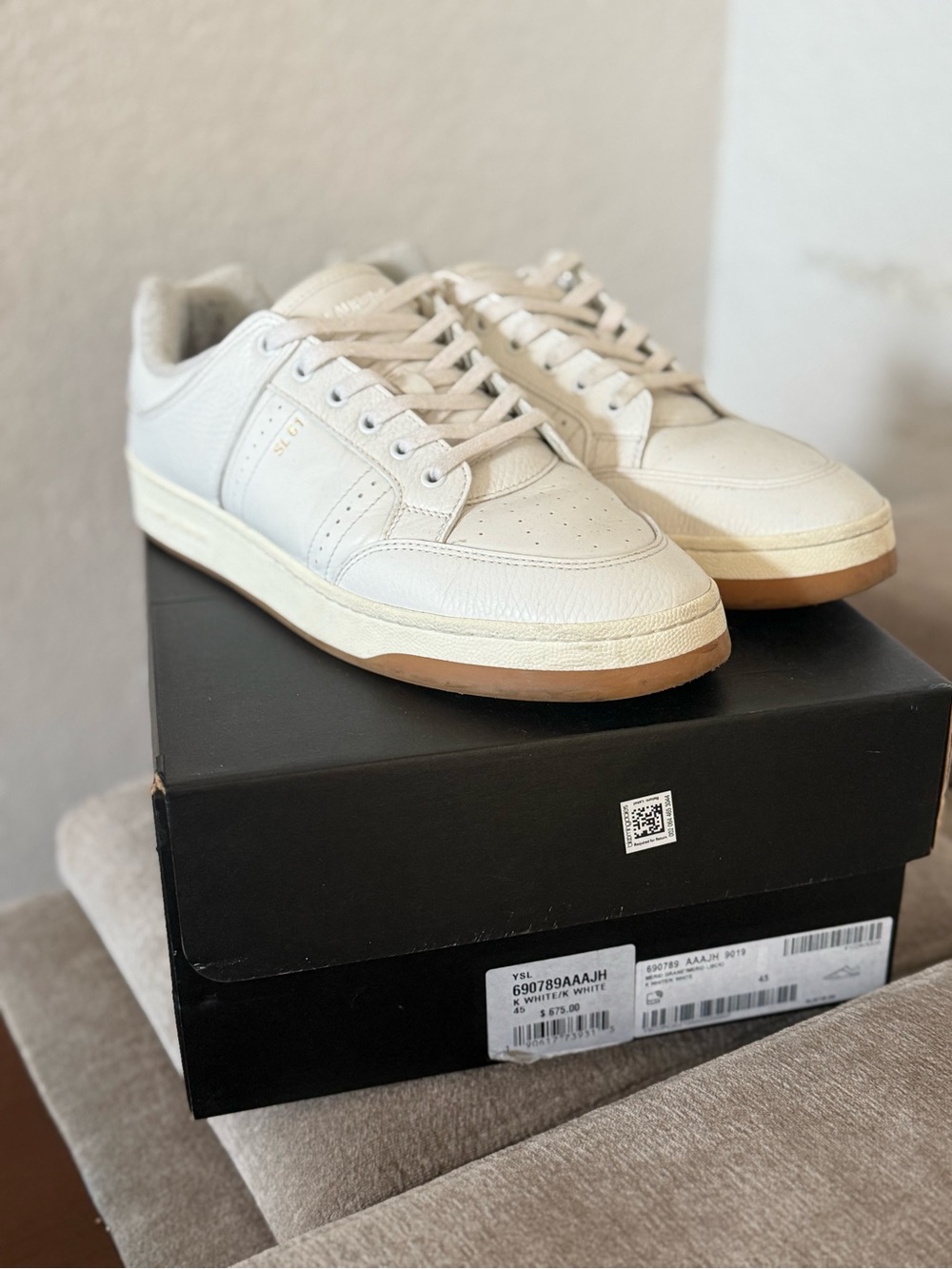 Saint Laurent Men's White Leather Low-Top Sneakers